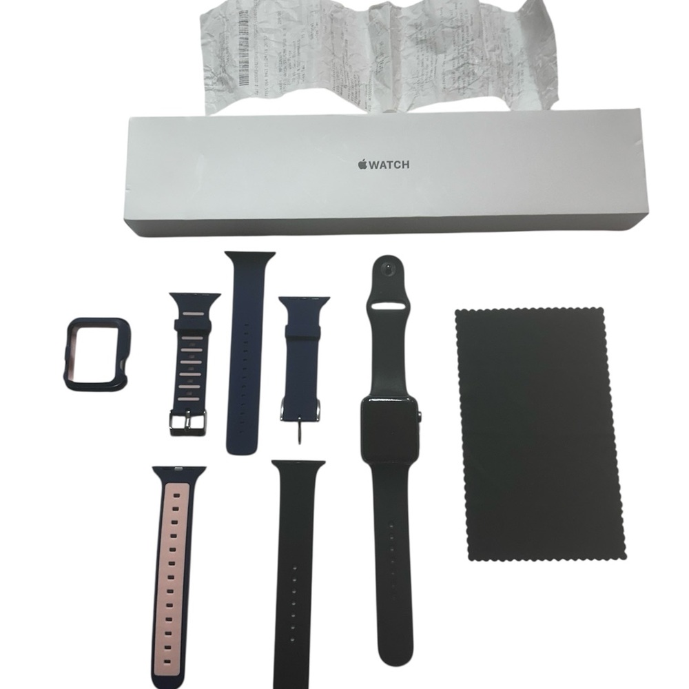 Apple Watch with Black and Navy Bands